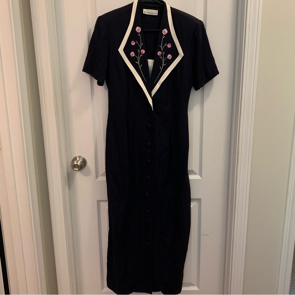 Vintage Dressbarn floral embroidered dress